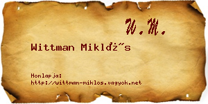 Wittman Miklós névjegykártya