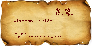 Wittman Miklós névjegykártya